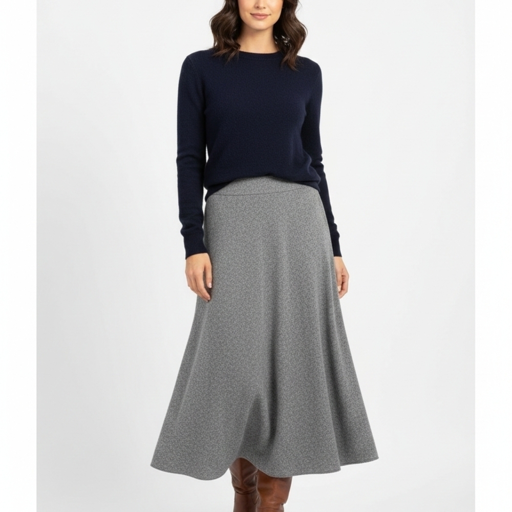 East5th Gray Tweed A-Line With Flare Maxi Skirt Fully Lined Size 12